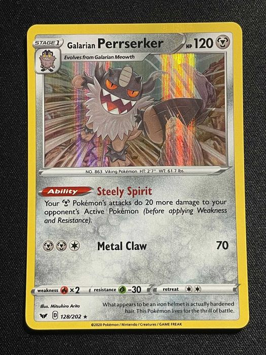 Carta Pokémon Galarian Perrserker 128/202 Sword & Shield