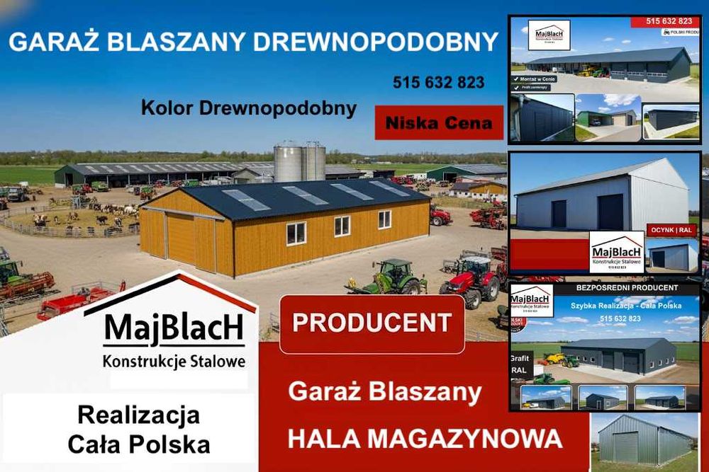 Wysoki Garaż Blaszany Ocynkowany - Magazyn - OCYNK - HALA – Maj-BlacH