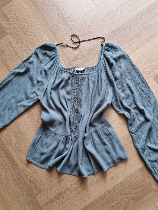 Damska szeroka luźna bluzka z długim rękawem dekolt w łódkę plus size