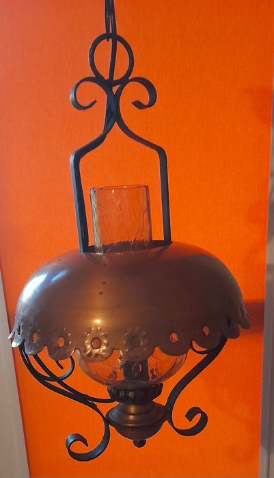 Piękna miedziana stara LAMPA, miedziana
