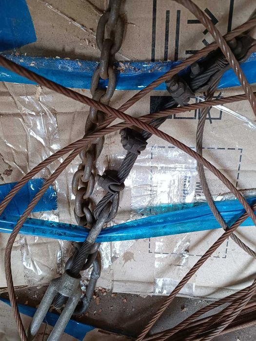 Трос стальной 7 мм 50 метров со струбциной и цепью