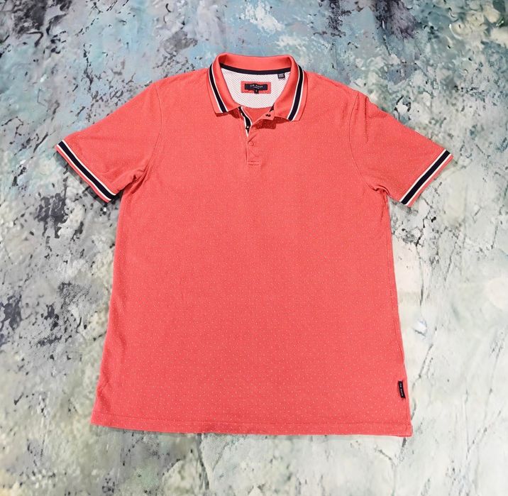 Ted Baker London (L) -  Koralowe męskie polo z wzorem / Super skład Modal Jak Nowa