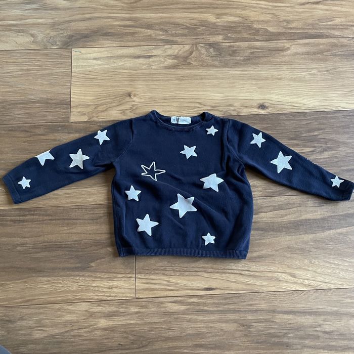 HM H&M Sweterek granatowy w gwiazdki bawełniany bluzka r.92
