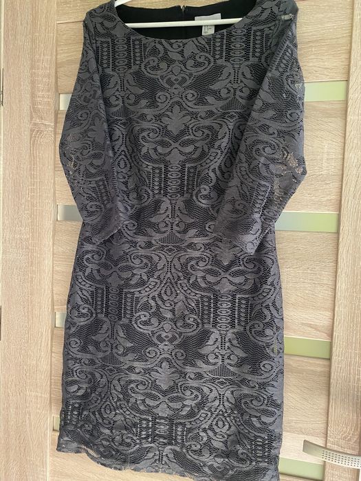 Sukienka koronkowa h&m grafitowa jak nowa S