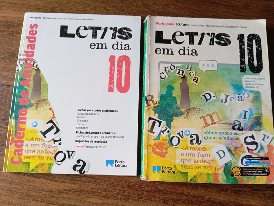 Livro  e caderno de Português Letras em dia 10 ano