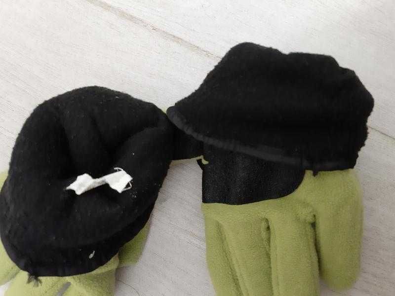 Флисовые перчатки с кожаными вставками термо рукавицы Thinsulate