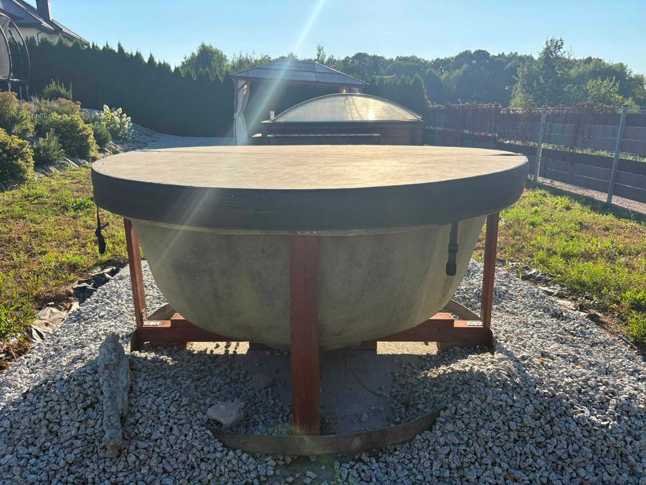 Bania/balia ogrodowa drewniana opalana drewnem + piec – NOWA, komplet