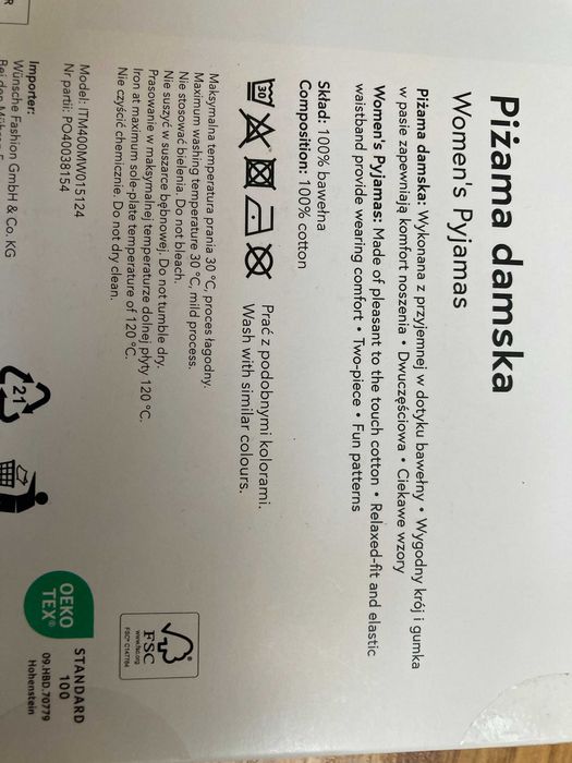 Piżama damska letnia L bawełna