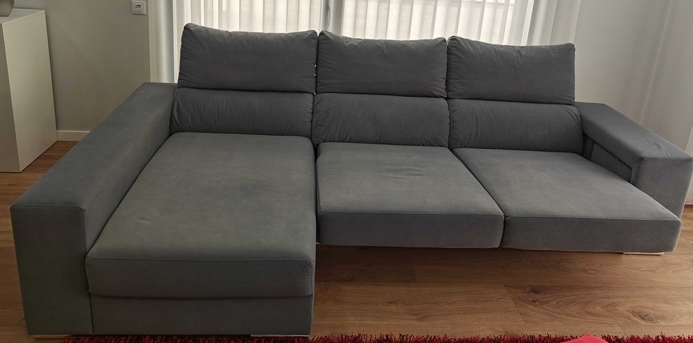 Sofá Luna 3 lugares + chase esquerda Cinza