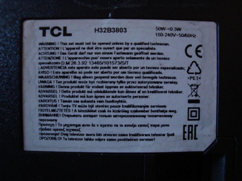 Telewizor TCL H32B3803-zbita matryca