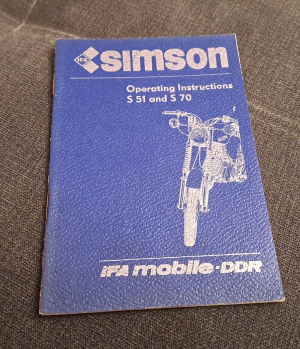 Oryginalna instrukcja obsługi do motorowerów SIMSON S51 i S70 1987 rok