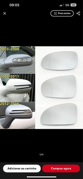 Vidro do Retrovisor Mercedes