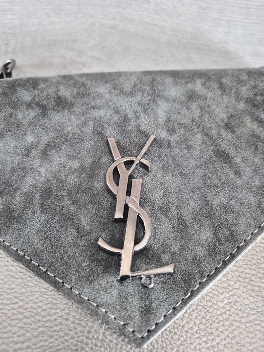YSL siwa srebrna torebka lancuszek