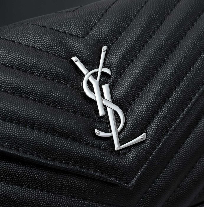 Шкіряна сумка YSL Saint Laurent чорна срібло