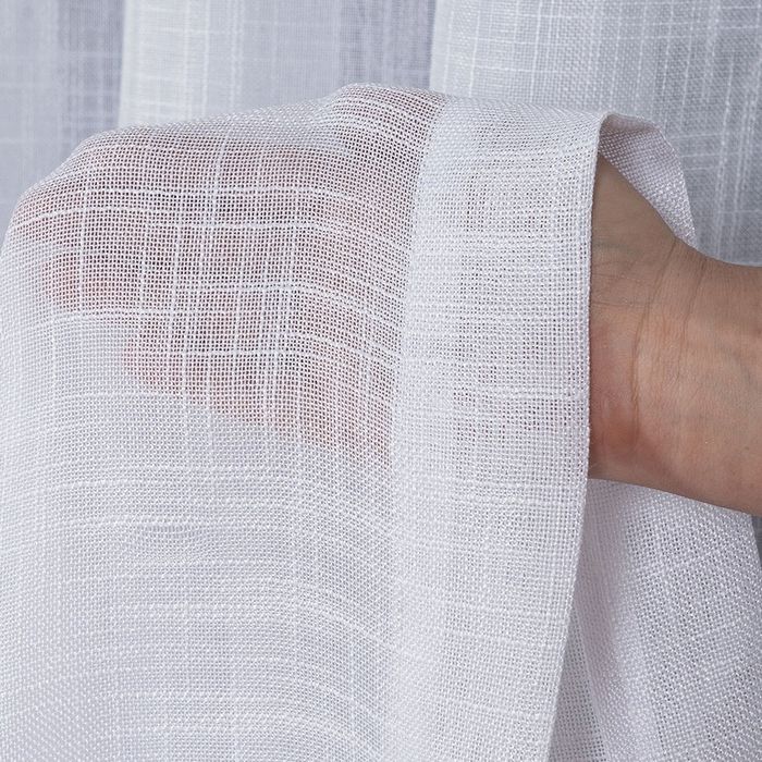 Biała firana gotowa typu len na taśmie 400x250cm lniana gruba żabki