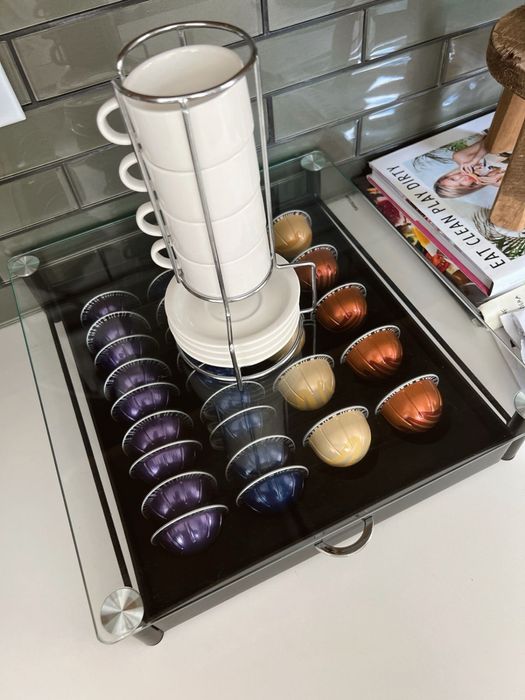 Maquina cafe Nespresso Vertuo Cinza + Gaveta Organizadora em Vidro