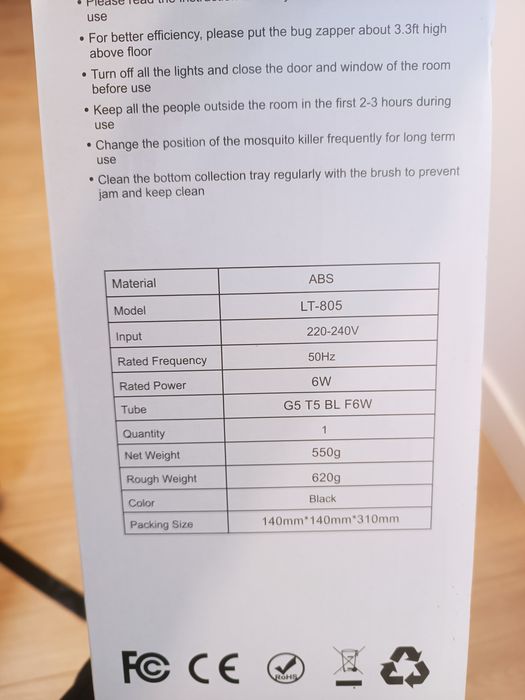 Lampa przeciw owadom uv