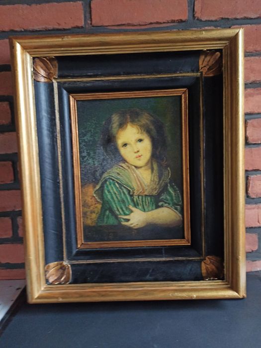 Obraz olejny Portret Dziewczynki 1861 Złota Rama styl  Biedermeier