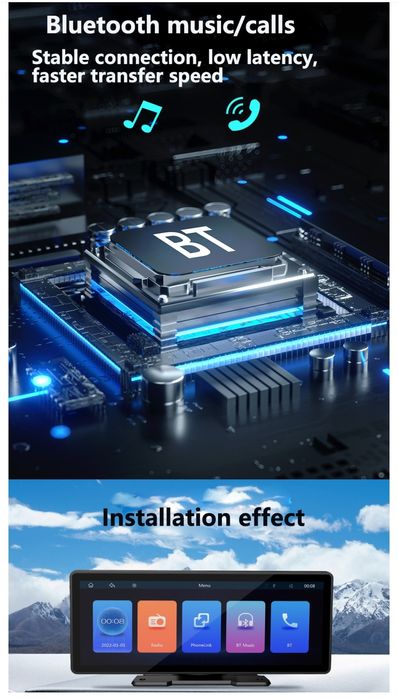 Auto Rádio Carplay MP5 portátil de 10,26 pol com bluetooth, tela HD