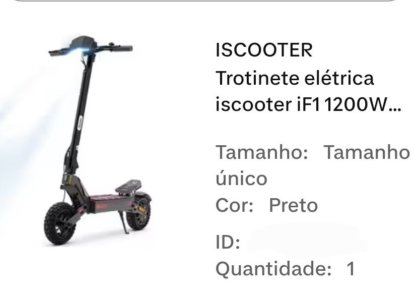 Trotinete "  G2 kukirin " (Iscooter iF1-1200W) (1 mês de comprado) está na garantia!