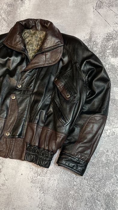 Шкіряна куртка вінтажний бомбер XL натуральна шкіра чоловіча