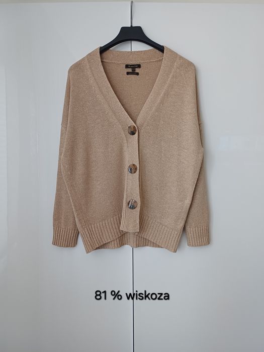 Massimo Dutti kardigan beżowy sweter na guziki wiskoza