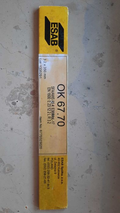elektrody spawalnicze nierdzewne ESAB OK 67.70 fi 3,2 309 MOL