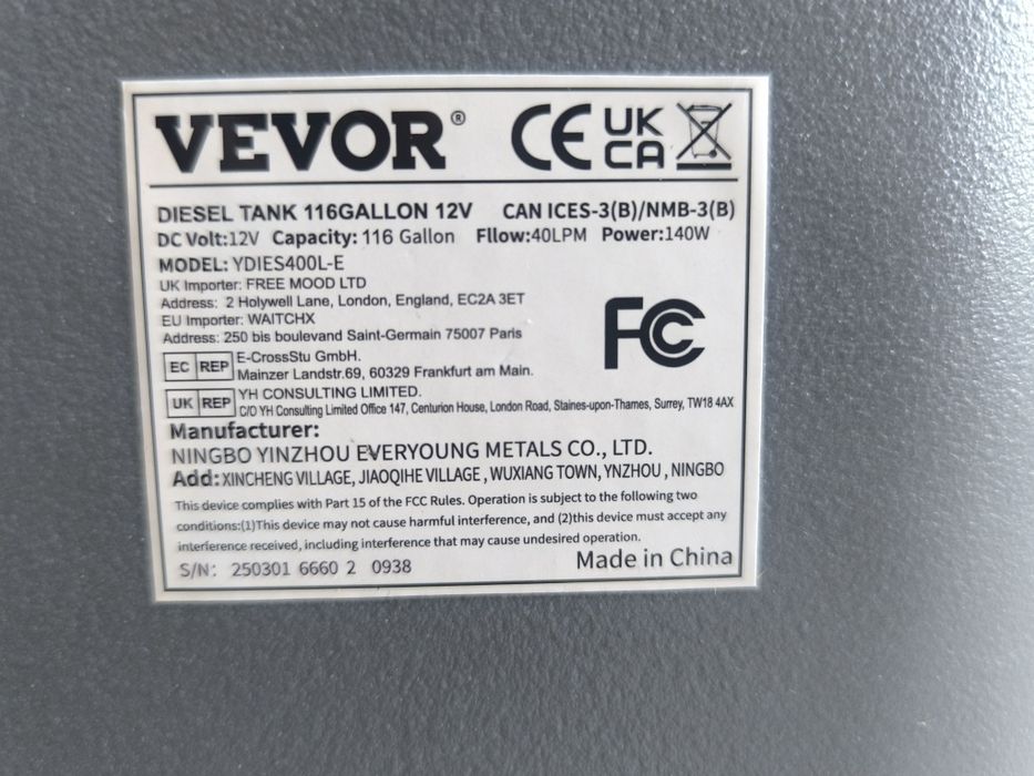 Tanque de combustível de mais de  400l com  bomba de 12v