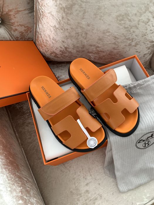 Кожаные шлепанцы hermes chypre