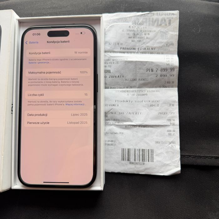 iPhone 15 stan idealny 100% , paragon