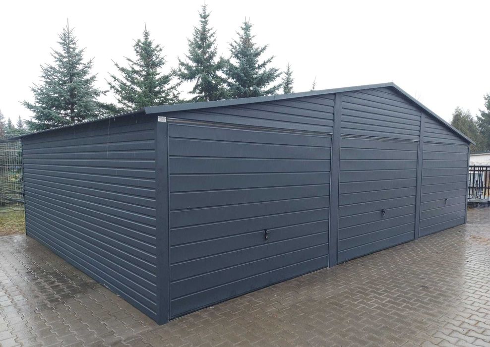 Garaż blaszany 9x5 drewnopodobny Premium – PRODUCENT