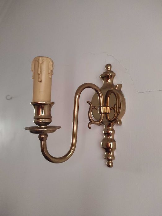 Par de Apliques de Parede Vintage em Latão – Estilo Holandês Clássico