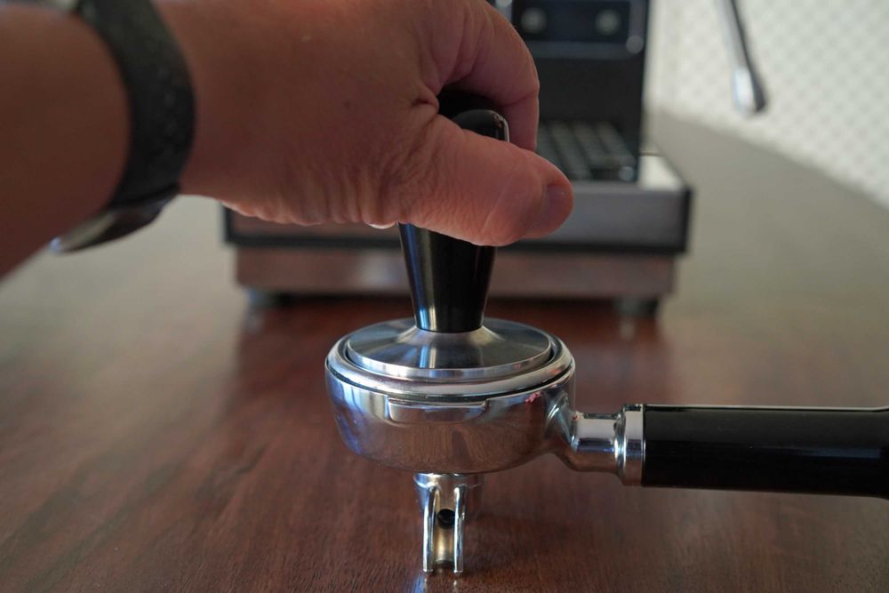 Original Profitec 58mm stainless steel tamper (black handle)
