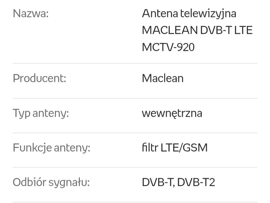 Antena wewnętrzna telewizyjna ,radiowa DVB-T, DVB-T2