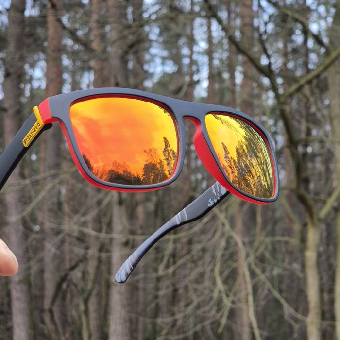 Okulary przeciwsłoneczne polaryzacyjne pomarańczowe lustrzanki +Etui