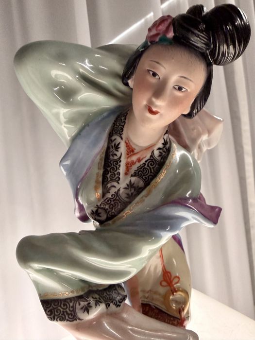 Niesamowita Porcelanowa Jingdezhen Figurka Tancerki Gejszy Unikat Top