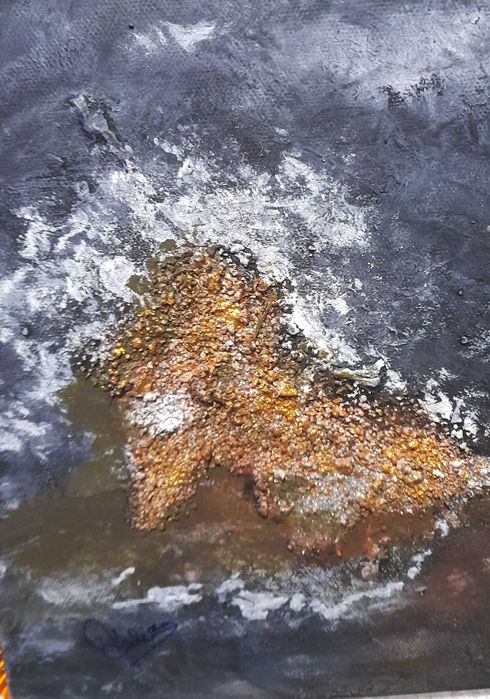 Quadro pintado á mão na técnica de acrilico...pintura naif