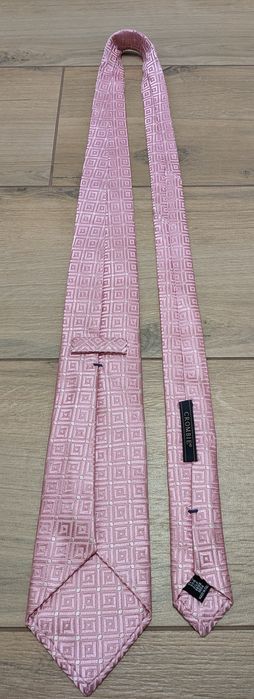 Crombie krawat pudrowy róż różowy jedwab jedwabny Made in Italy brytyjski