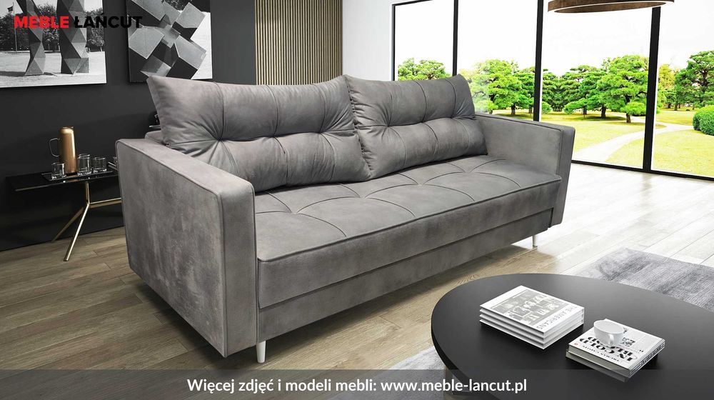 Kanapa Sofa Guzik -Pasy elastyczne + Sprężyna Bonell , . Premium