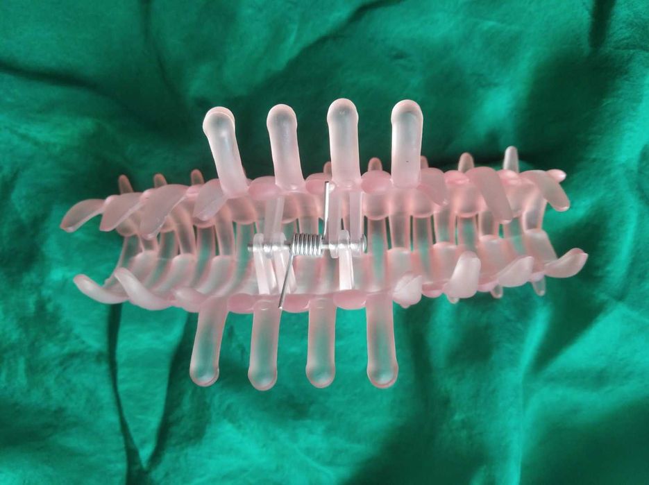 Большой краб женский заколка розового оттенка нежный пион крабик