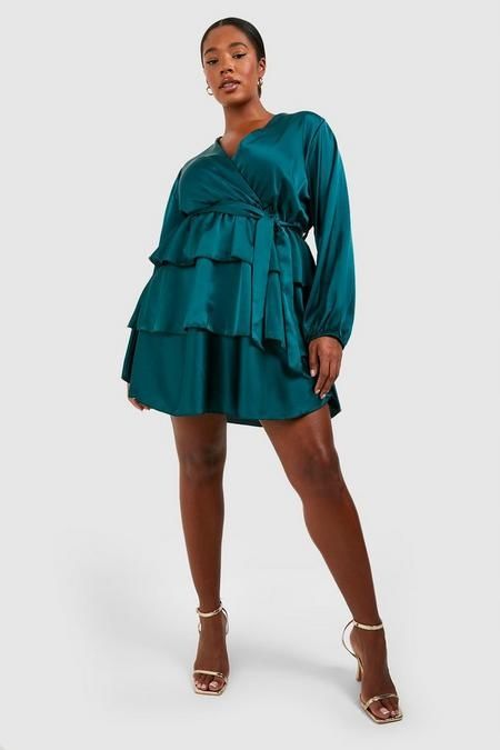 Boohoo 44 Xxl Sukienka Mini Satynowa Forest J29498