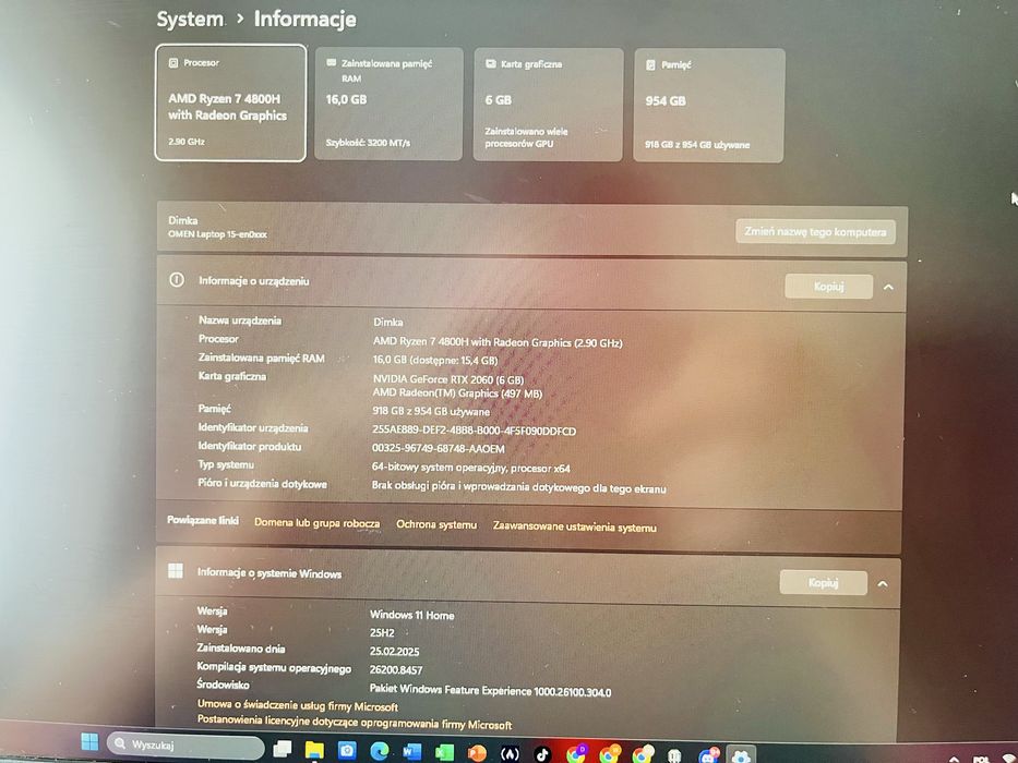 Laptop HP OMEN 15 | Ryzen 7 | RTX 2060 | 16GB RAM | 1TB SSD | 144Hz | Box I