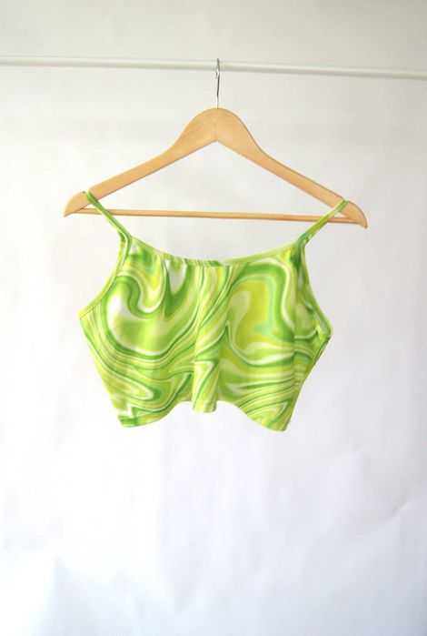 retro vintage bluzka na ramiączkach limonkowa limonkowy zielony top ML