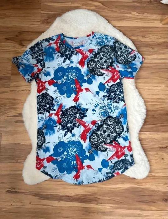 Jack & Jones koszulka męska we wzory ptaki/kwiaty S/M – modny T-shirt