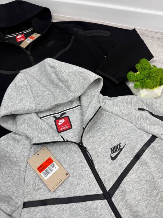 Зіпка Nike Tech Fleece чорна Чоловіча кофта Найк теч Зіп-худі сіре Nike