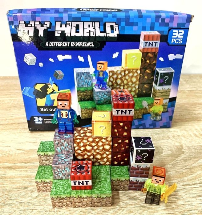 Магнитный конструктор Майнкрафт,блоки с фигурками 32 и 50 деталей.