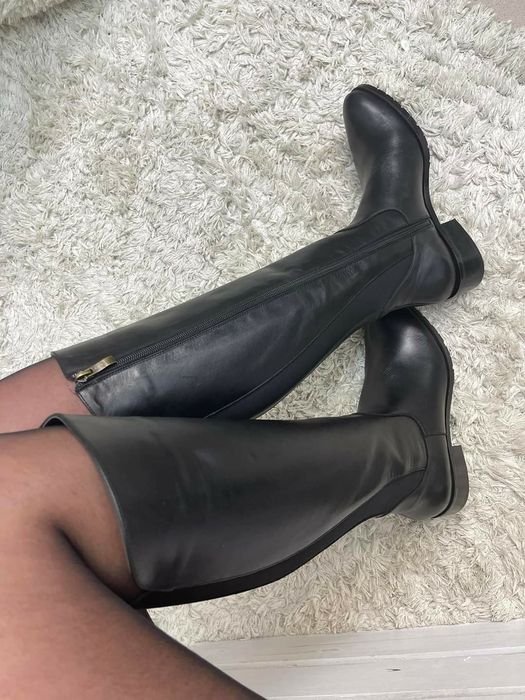 Kozaki damskie skóra naturalna 38 czarne zima