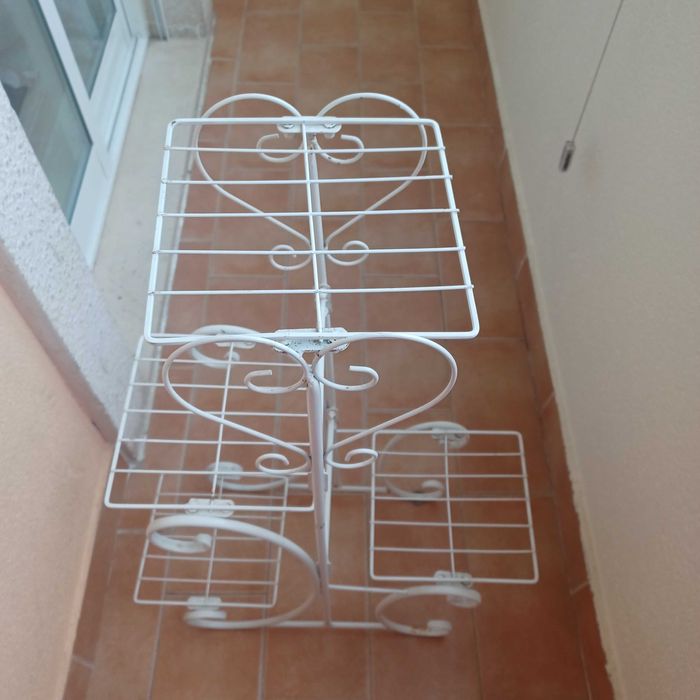 Suporte plantas metal branco desmontavel