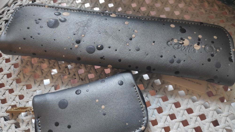 Conjunto estojo+porta moedas pele