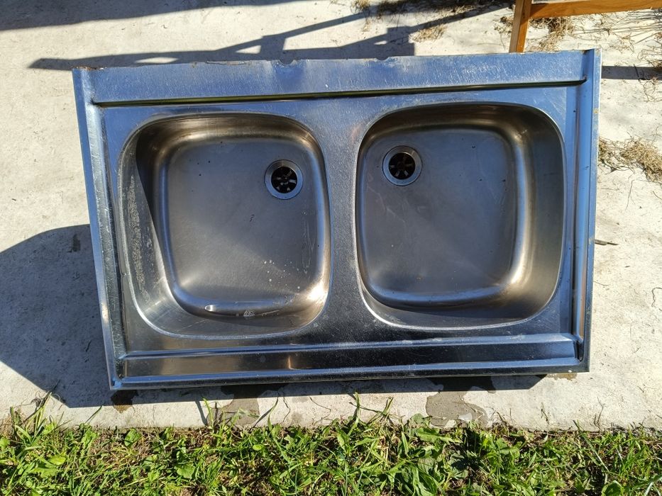 Zlew dwukomorowy zlewozmywak kuchenny blaszany